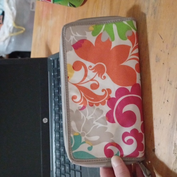 Thirty-One Save Your Way coupon clutch wallet 31 inserts island DaMask retired - Picture 3 of 5